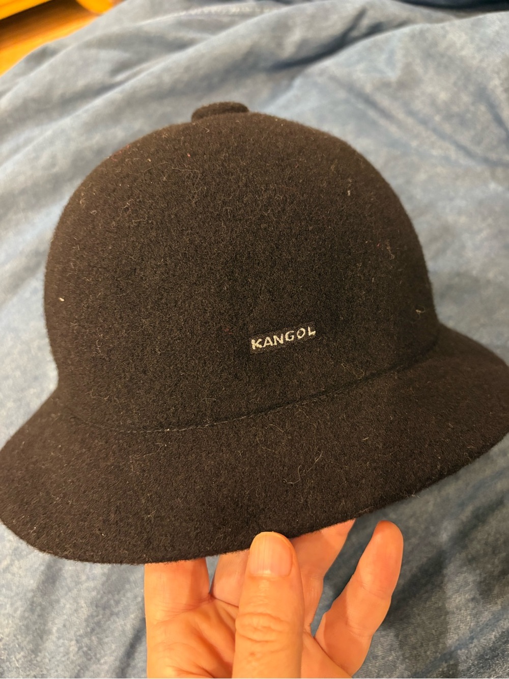 Kangol Heritage Bucket Hat Sz S black wool grouser vintage 90s unisex